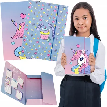 JEDNOROŽEC Laminovaná školní složka s gumičkou A4 PRO DÍVKU