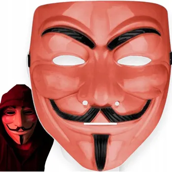 Karnevalová maska MASKA ANONYMOUS V JAK VENDETA STOP ACTA RŮŽOVÁ LESKLÁ MASKA NA PÁRTY