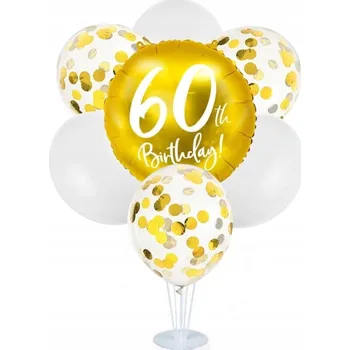 Balónek Sada balónků na stojanu k 60. narozeninám, zlatá