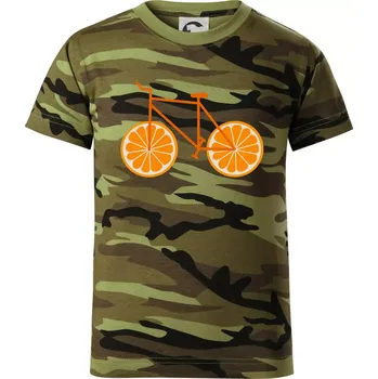 Kolo pomeranč (Moňas) - Dětské maskáčové triko - 134 cm/8 let ( Zelený maskáč )