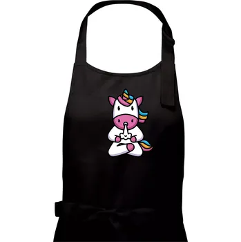 Kuchyňská zástěra Yoga funící jednorožec - Pánská zástěra na vaření - Univerzální velikost ( Černá )