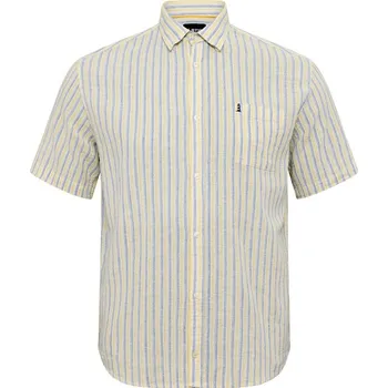 Pánská košile lněná 51109 NORTH pruhovaná krátký rukáv 3XL - 8XL NORTH ODE-NO-51109-0400 - 8XL