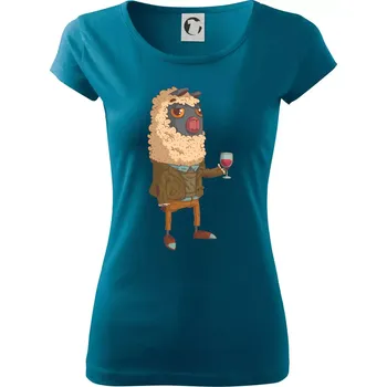 Dámské tričko Alpaka s vínem muž - Dámské triko Pure - L ( Petrolejová )