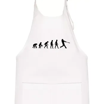 Kuchyňská zástěra Evoluce baseball pálkař odpal - Dětská zástěra na vaření - Univerzální velikost ( Bílá )