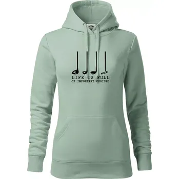 Dámská mikina Golf - life is full of important choices - Mikina dámská Cape s kapucí - S ( Sage )