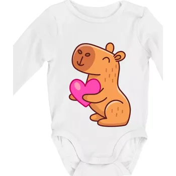 Zamilovaná kapybara - Body kojenecké s dlouhým rukávem - Dlouhý r. do 3 měs ( Bílá )