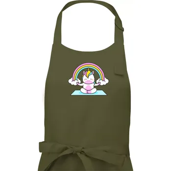 Kuchyňská zástěra Yoga jednorožec - duha - Dámská zástěra na vaření - Univerzální velikost ( Khaki )