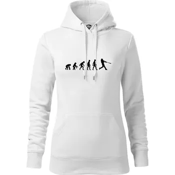 Dámská mikina Evoluce baseball pálkař odpal - Mikina dámská Cape s kapucí - XL ( Bílá )