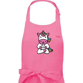 Kuchyňská zástěra Yoga funící jednorožec - Dámská zástěra na vaření - Univerzální velikost ( Růžová )