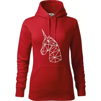 Dámská mikina Geometrie - Jednorožec - Mikina dámská Cape s kapucí - XL ( Červená )