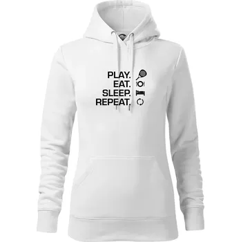 Dámská mikina Play eat sleep repeat padel - Mikina dámská Cape s kapucí - XS ( Bílá )