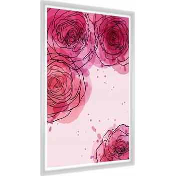 Obraz Plakát Květiny Růže Styl LINE ART Akvarel 30x40