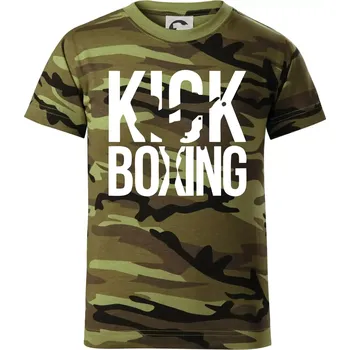 Chlapecké tričko Nápis Kick Boxing - Dětské maskáčové triko - 122 cm/6 let ( Zelený maskáč )