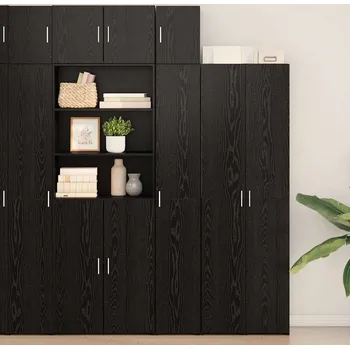 Příborník do zásuvky vidaXL Úložná skříňka 3 pcs Černý dub 30 x 42,5 x 225 cm [3365629]