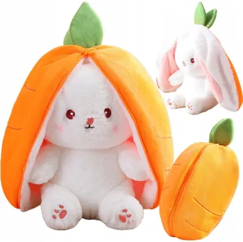 plyšák MĚKKÁ PLYŠOVÁ HRAČKA 2v1 KRÁLÍK MRKEV VELKÉ UŠI PLYŠÁK POUZDRO VELKÁ 35 cm