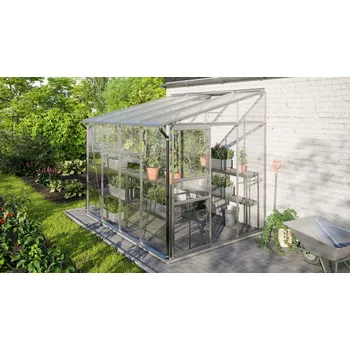 Skleník Obloukový skleník, skleník z polykarbonátu, Vitavia Garden skleník ze skla ke zdi VITAVIA IDA 5200 sklo 3 mm + PC 6 mm stříbrný LG4642