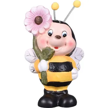 Zahradní dekorace Čmelák s květinou terakotový 13x8x20cm