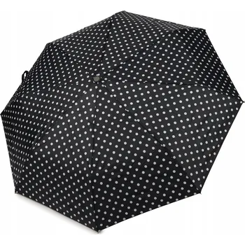 Skládací deštník Dámský automatický deštník Puntíky s pouzdrem