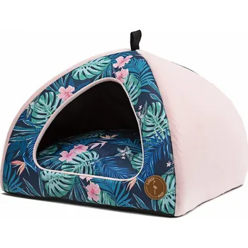 Pelíšek pro psa LAUREN design Bouda Bella PREMIUM, tropic/růžová Velikost: M - 50 x 50 cm