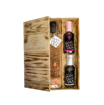 Likér Set Mandlovka 0,5l 38% a Višňová mandlovka 0,2l 33% a Kávová Mandlovka 0,2l 25% Hustopečská mandlárna lihovina + Dárkové balení dřevěné