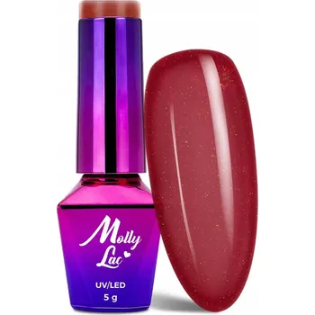 Přípravek na nehty Molly Lac Hybridní lak 5 ml - Č. 234 Monarchy Červený s třpytkami