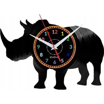Hodiny NOSOROŽEC HODINY NÁSTĚNNÉ DEKORATIVNÍ MODERNÍ VINYLOVÁ DESKA VINYL JAKO DÁREK