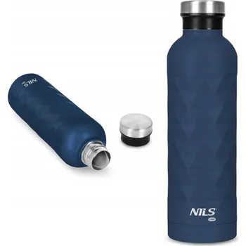 Láhev Ocelová láhev modrá 750ml udrží chlad, lehká a odolná NILS CAMP