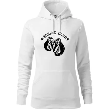 Dámská mikina Boxing club nápis - Mikina dámská Cape s kapucí - XL ( Bílá )