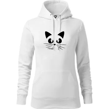 Dámská mikina Kočka mňau - Mikina dámská Cape s kapucí - 2XL ( Bílá )