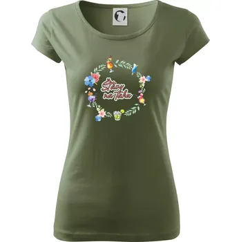 Dámské tričko Šťávy na tahu - Dámské triko Pure - XL ( Khaki )
