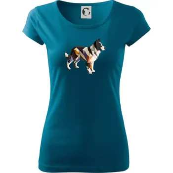 Dámské tričko Border colie slepená z papíru - Dámské triko Pure - S ( Petrolejová )