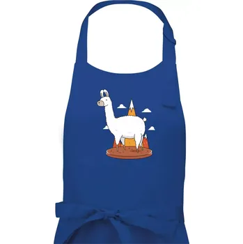 Kuchyňská zástěra Alpaka kreslená - Pánská zástěra na vaření - Univerzální velikost ( Královská modrá )