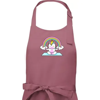 Kuchyňská zástěra Yoga jednorožec - duha - Dámská zástěra na vaření - Univerzální velikost ( Starorůžová )