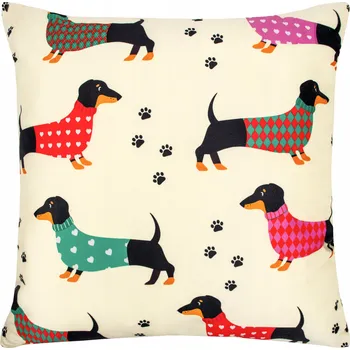 Povlak na dekorativní polštářek POVLEČENÍ NA POLŠTÁŘ 40x40 JEZEVČÍK PES DEKORAČNÍ NA POHOVKU DO OBÝVÁKU