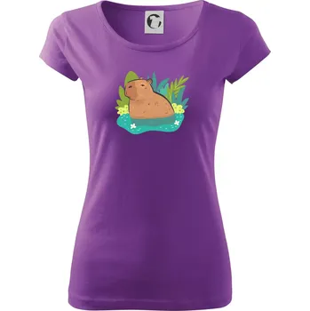 Dámské tričko Kapybara ve vodě - Dámské triko Pure - XS ( Fialová )