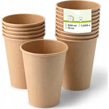 Jednorázové nádobí Papírové Kelímky 380 ml Kraft 1000 kusů – biologicky rozložitelné, bez plastů