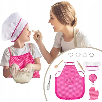 Kuchyňská zástěra Velká dětská sada: kuchyňská zástěra + příslušenství, formičky na pečení