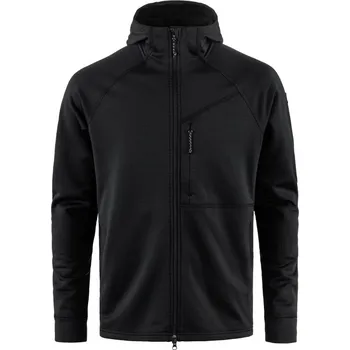 Pánský svetr mikina pánská FJÄLLRÄVEN Abisko Grid Fleece Hoodie M Black - XL