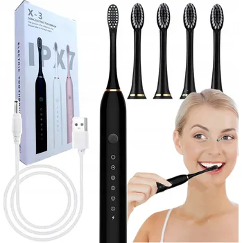 Elektrický zubní kartáček ELEKTRICKÝ SONICKÝ ZUBNÍ KARTÁČEK 4 NÁHRADNÍ HLAVICE 6 REŽIMŮ USB IPX7