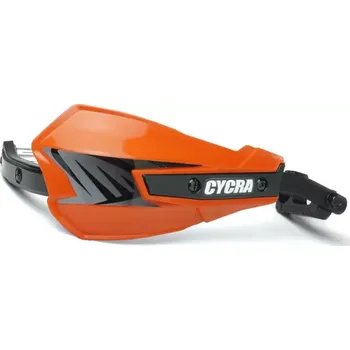 Chránič ruky pro motocykl Chrániče páček / kryty rukou s hliníkovou výztuhou CYCRA VORTEX HAND GUARDS UNIVERSAL U-CLAMPS barva oranžová/černá, pár (vhodné pro řídítka o průměru 22 mm a 28 mm )