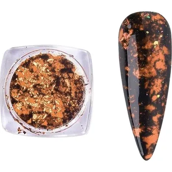 Metalické vločky na nehty Alu #7 Měděné