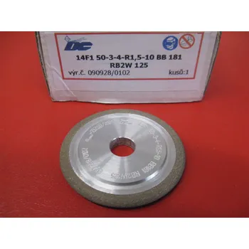 Brusný kotouč CBN brousící kotouč obvodový radiusový 14F1 50X3X4/R1,5-5-10 BB181 RB2W 125