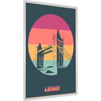 Obraz TOWER BRIDGE zarámovaný Plakát s vintage designem, 30x40