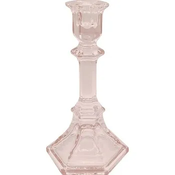 Svícen Chaks Sklenený svietnik na kónickú sviečku - Ružový