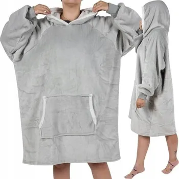 Dámská mikina VELKÁ OVERSIZE MIKINOVÁ DEKA SILNÁ DEKA MIKINA S KAPUCÍ S KAPUCNÍ, ŽUPAN ŠEDÝ