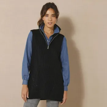 Tuniková vesta se stojáčkem na zip černá 46/48