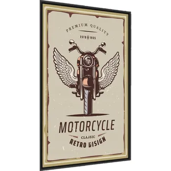 Obraz Plakát MOTOCYKL Křídla Nápisy Retro Styl 30x40 v rámu 30 x 40 cm