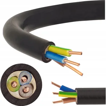 elektrický kabel Kabel CYKY 3x4 zemní černý měděný O12,4mm ELPAR 1m