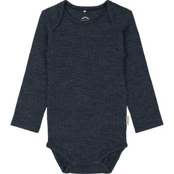 Kojenecký body Mikk-Line Mikk - line dětské vlněné body 6015 - Melange Blue Nights Velikost: 74 MERINO VLNA