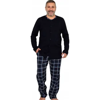 Pánské pyžamo 19014 TMAVĚ MODRÉ PÁNSKÉ PYŽAMO NADMĚRNÉ VELIKOSTI XXL-44